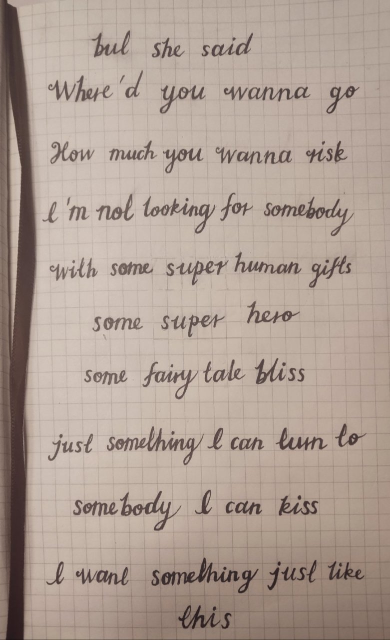 手写歌词第二面[二哈](歌名:something just like this)