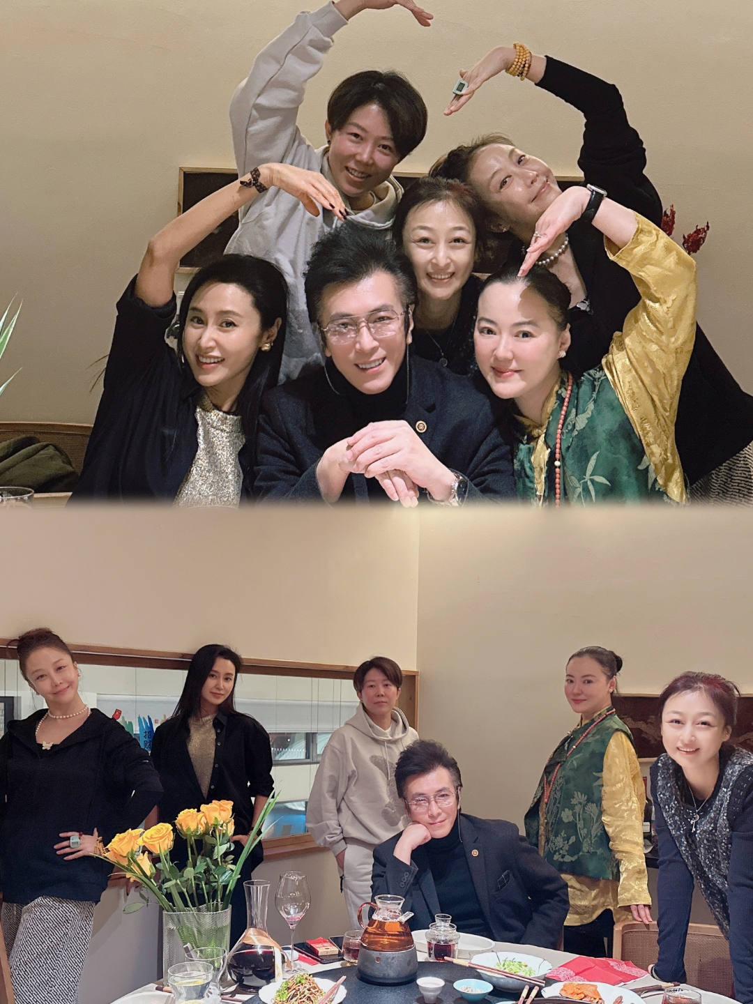 "姐妹淘聚餐欢乐多,孙赢,杨若莹笑容灿烂,共享美食时刻!