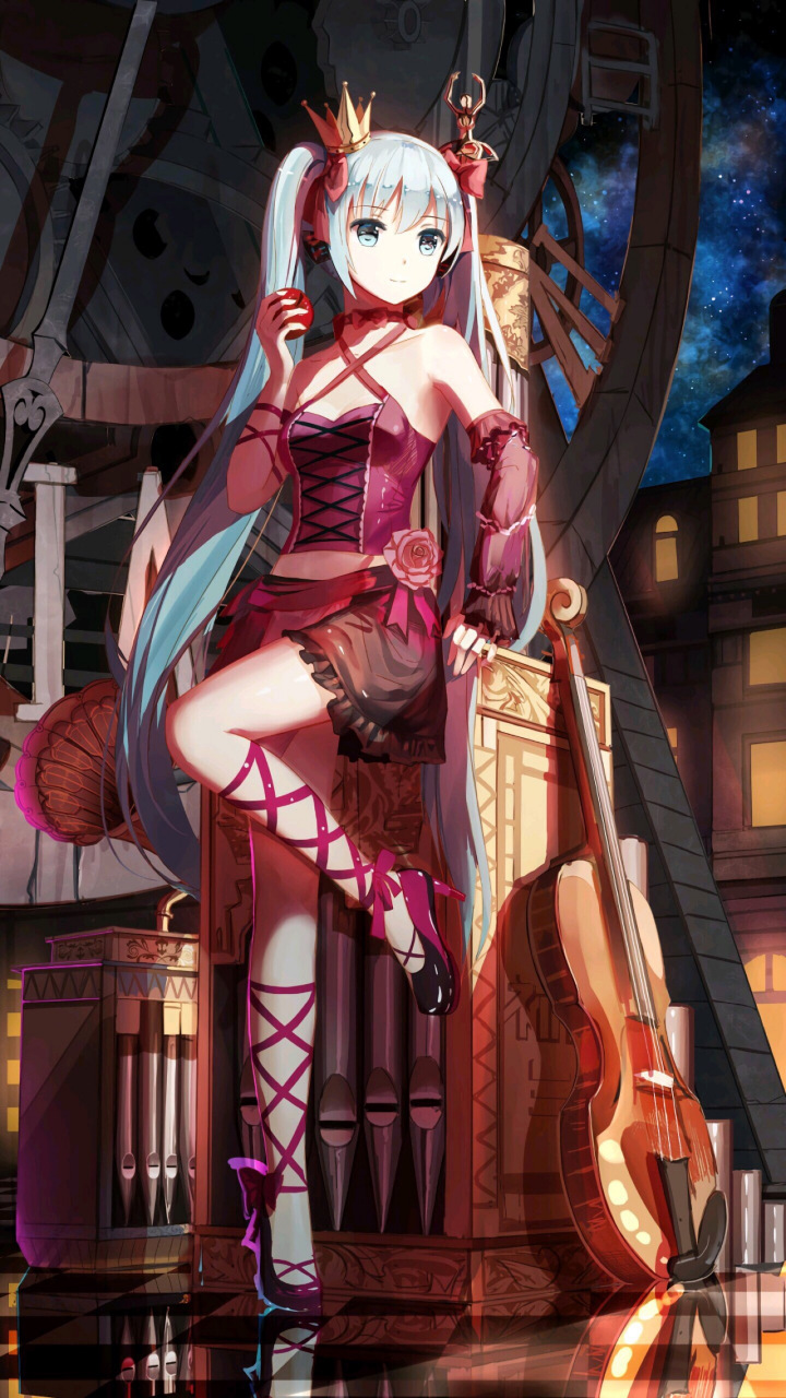 这个是红色系的初音未来壁纸哦!