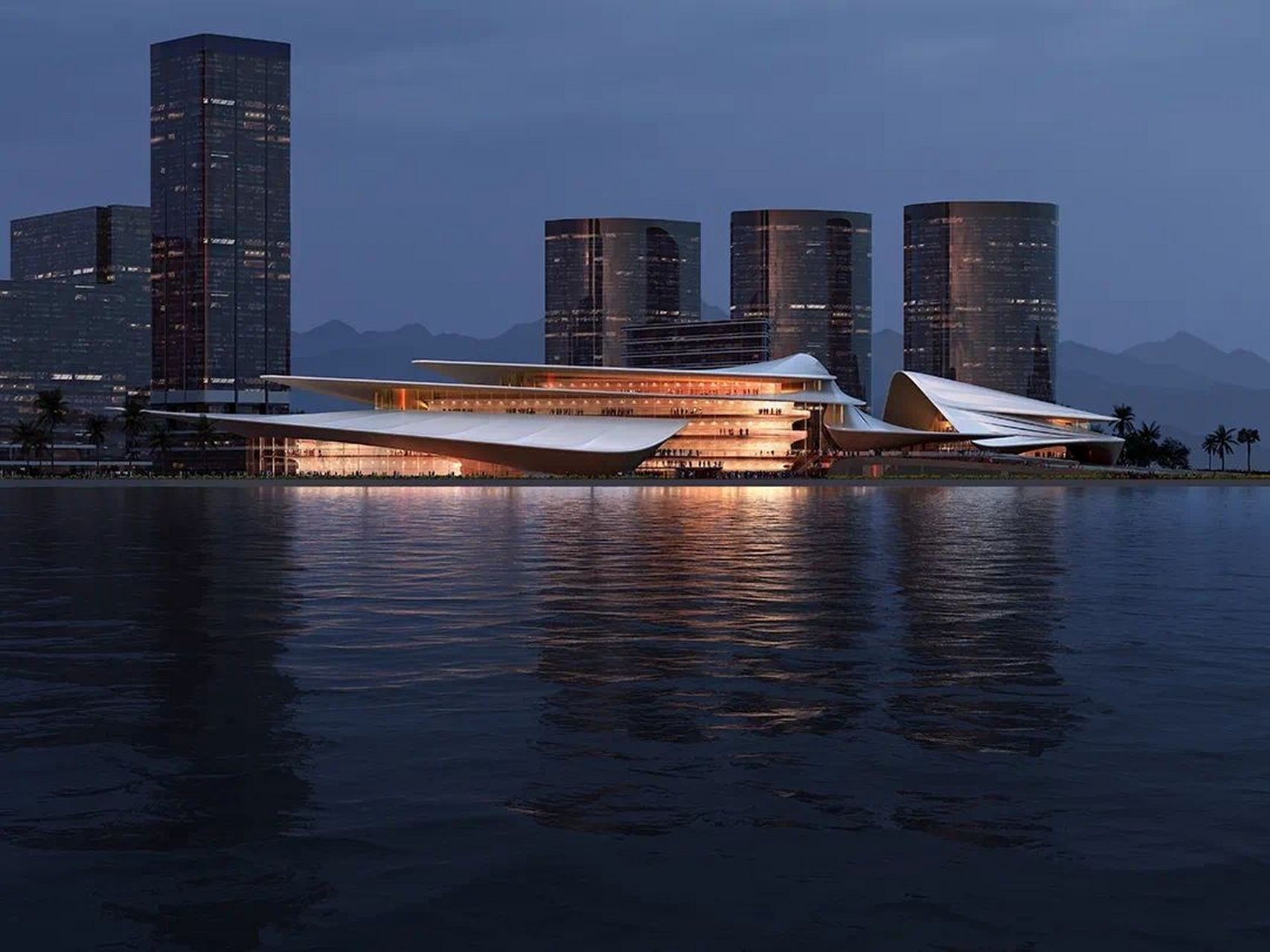 扎哈新作:三亚滨海文化区,舒展的风帆 扎哈·哈迪德建筑事务所设计的