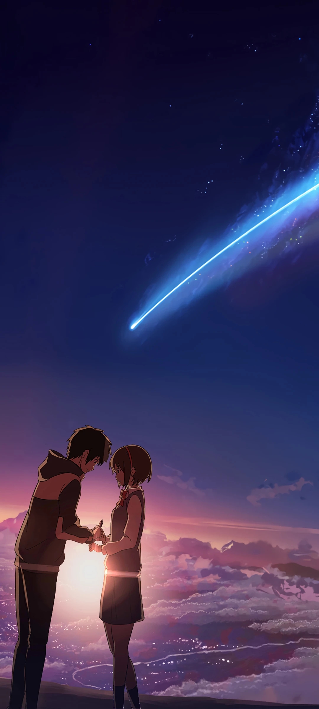 远不会分开#曰动漫分离的感人场面你的名字山顶拥抱你的名字情侣图片