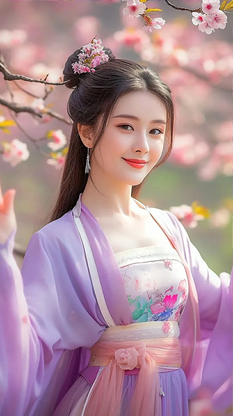 这位紫衣女子,就像是春天里的一抹亮色,让人眼前一亮✨.