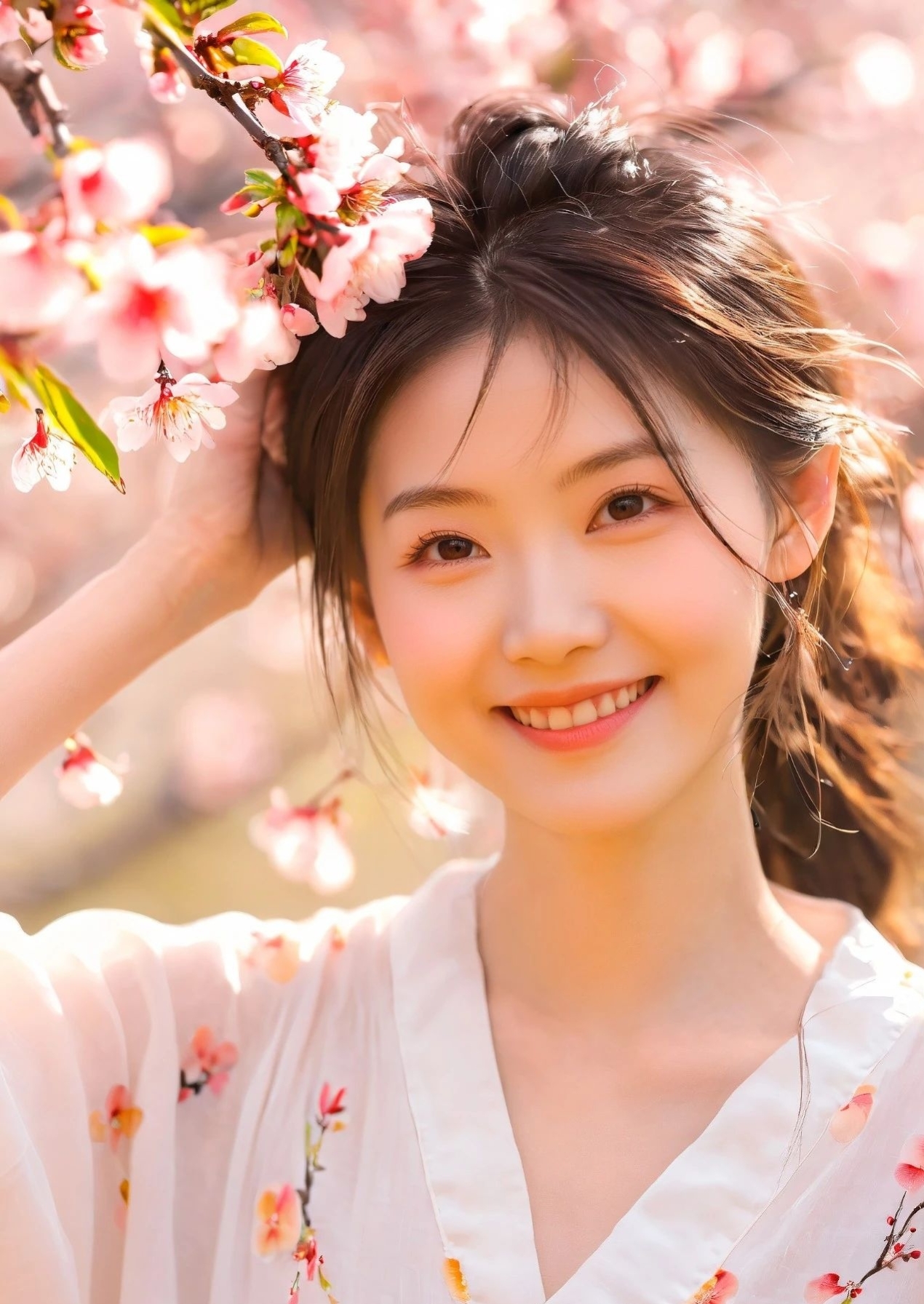 94樱花季的浪漫邂逅9496她马尾轻扬,笑容如花,白皙肌肤与粉红