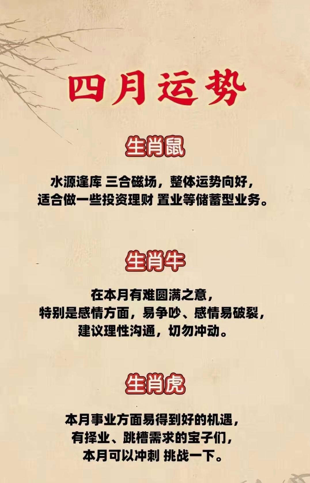 4月10日各生肖运势(4月10日十二生肖运势)