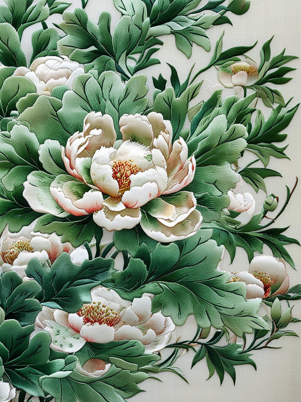 中国刺绣———牡丹花与鸟鱼虫兽