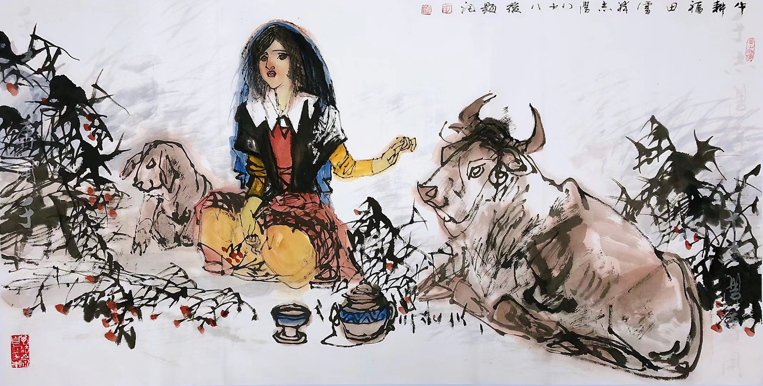 画家于志学老师四尺整张,专用防伪宣纸创作,带视频,合影#遇见艺术