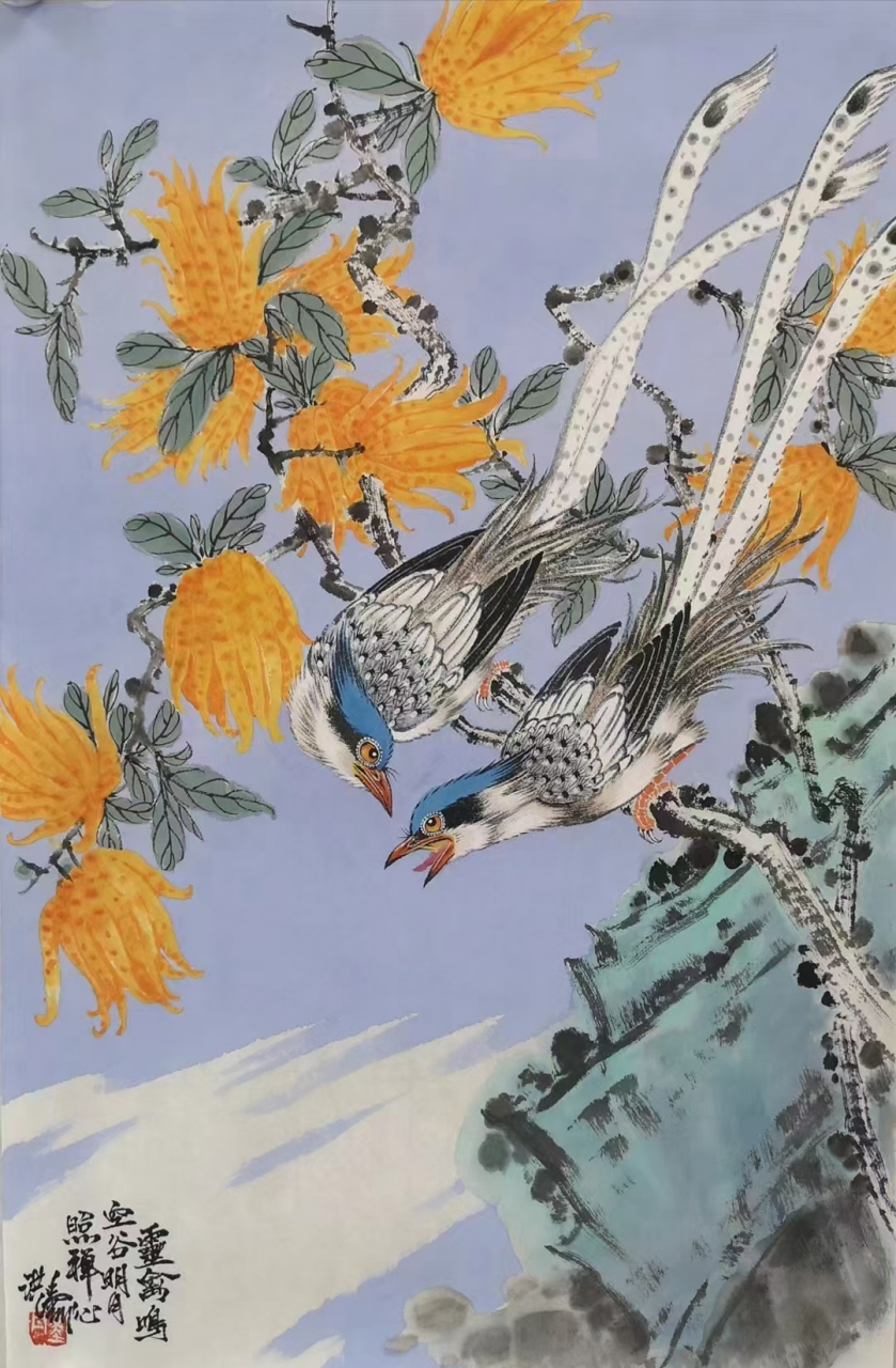 河北美院教授画家李洪涛老师花鸟作品#书画# #国画