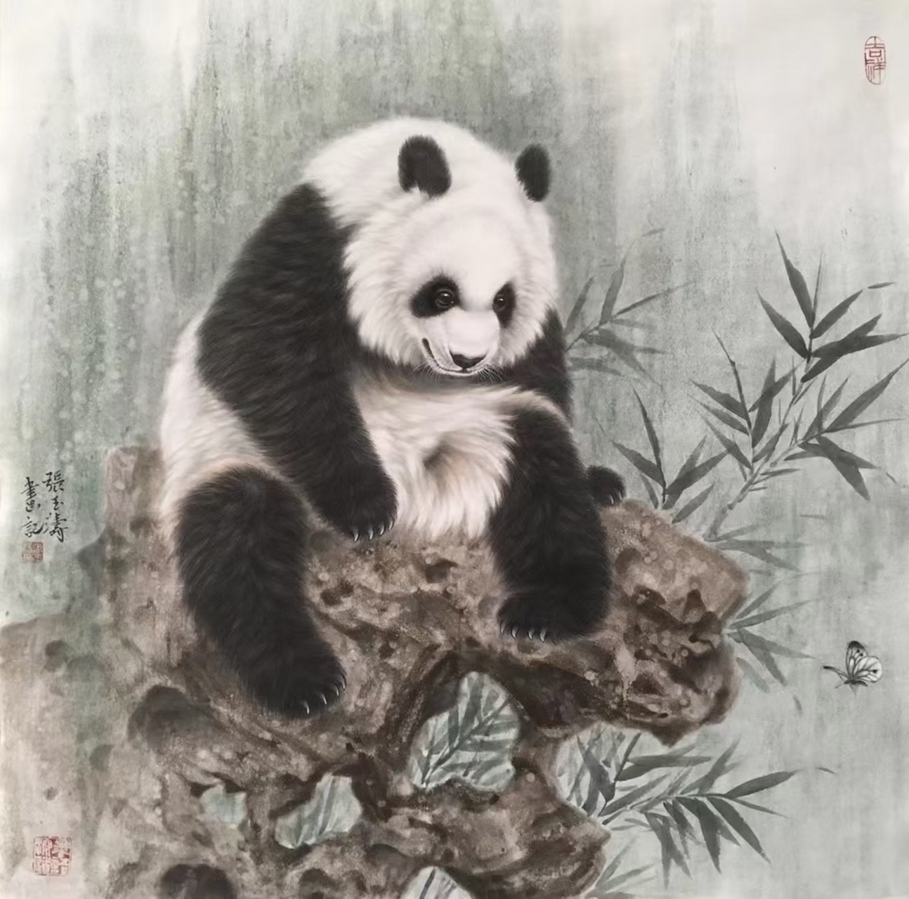 张玉涛老师工笔熊猫#艺术# #国画