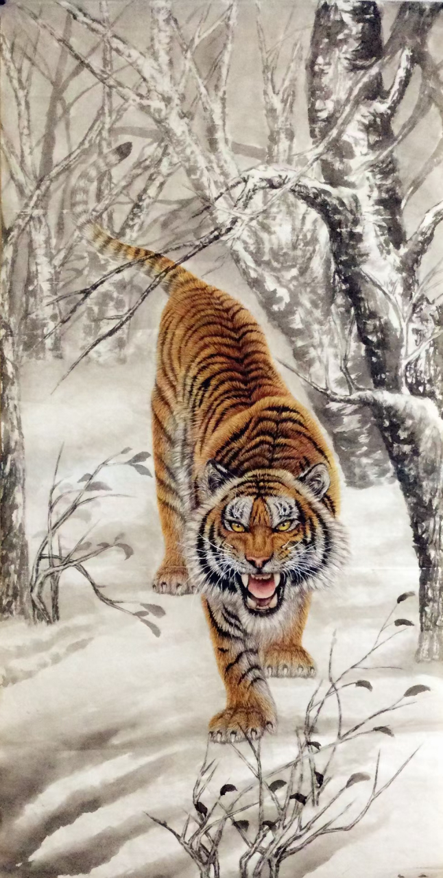 艾大伟工笔老虎#艺术# #国画