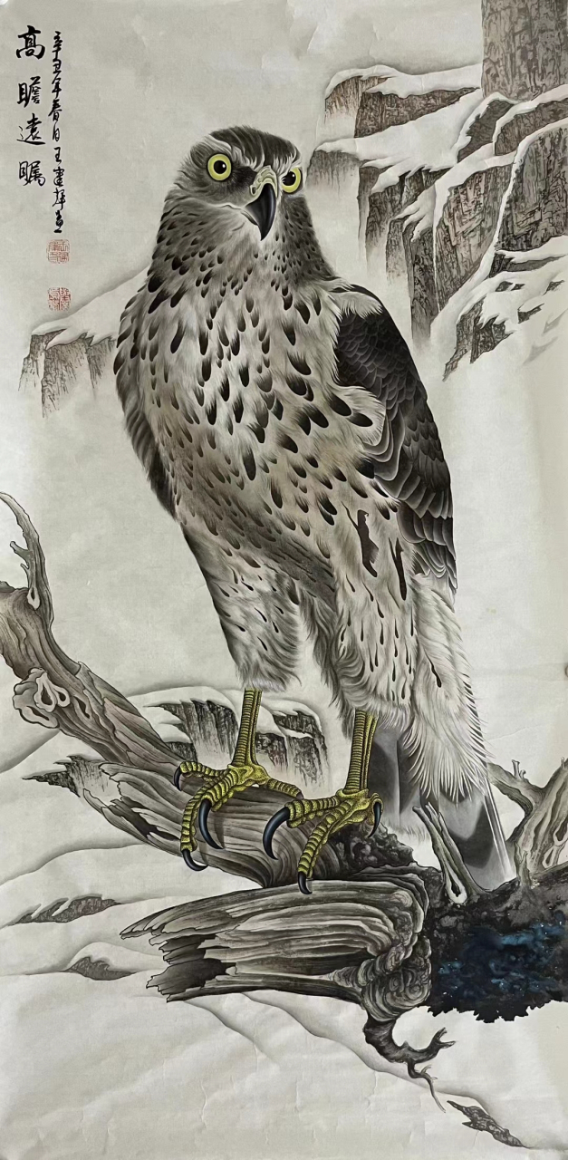 王建辉老师精品鹰四尺竖幅#艺术# #国画