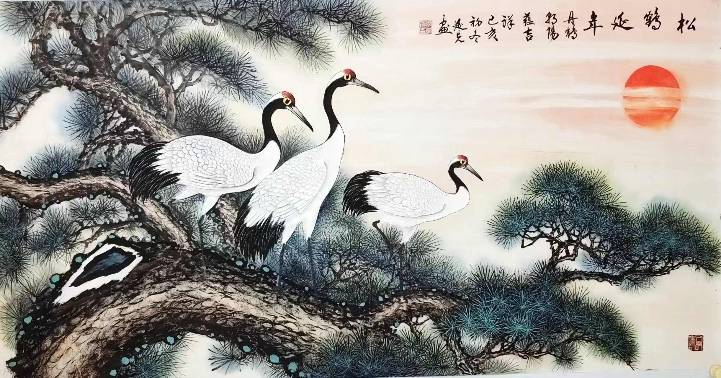 松鹤延年#艺术# #国画