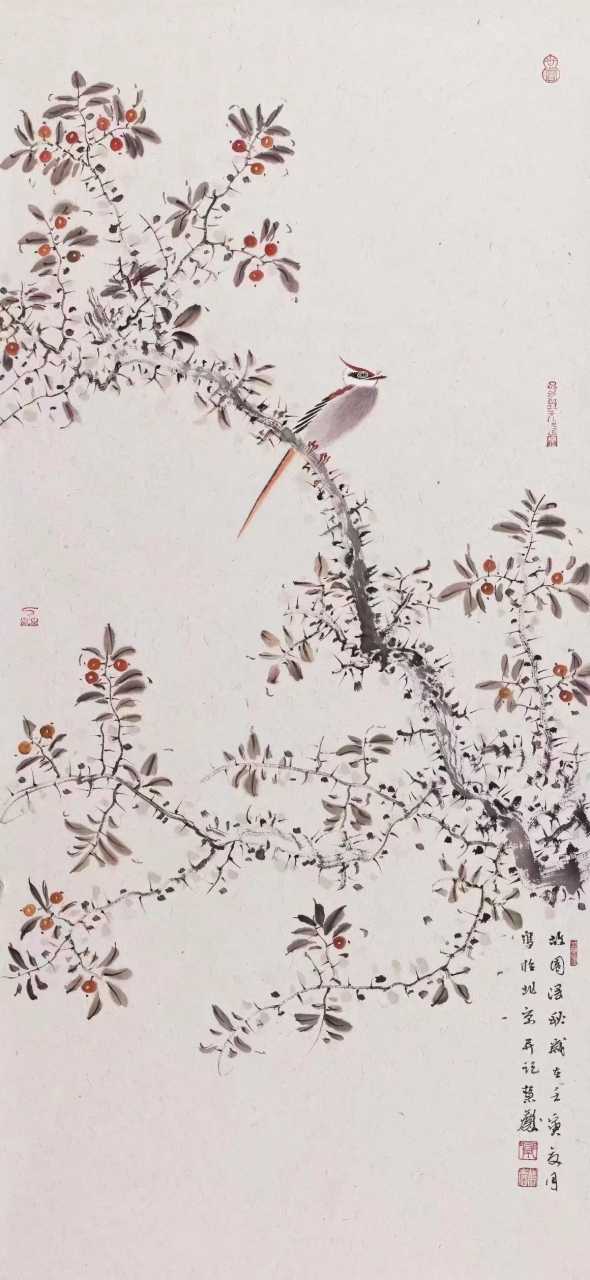 郭慧庆四尺整张小写意花鸟作品#艺术# #国画