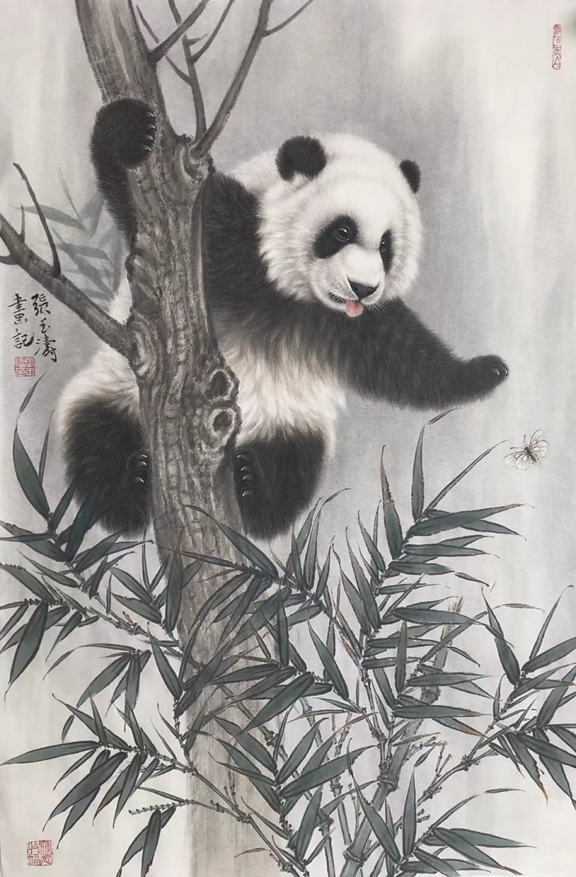 张玉涛老师工笔熊猫#艺术# #国画