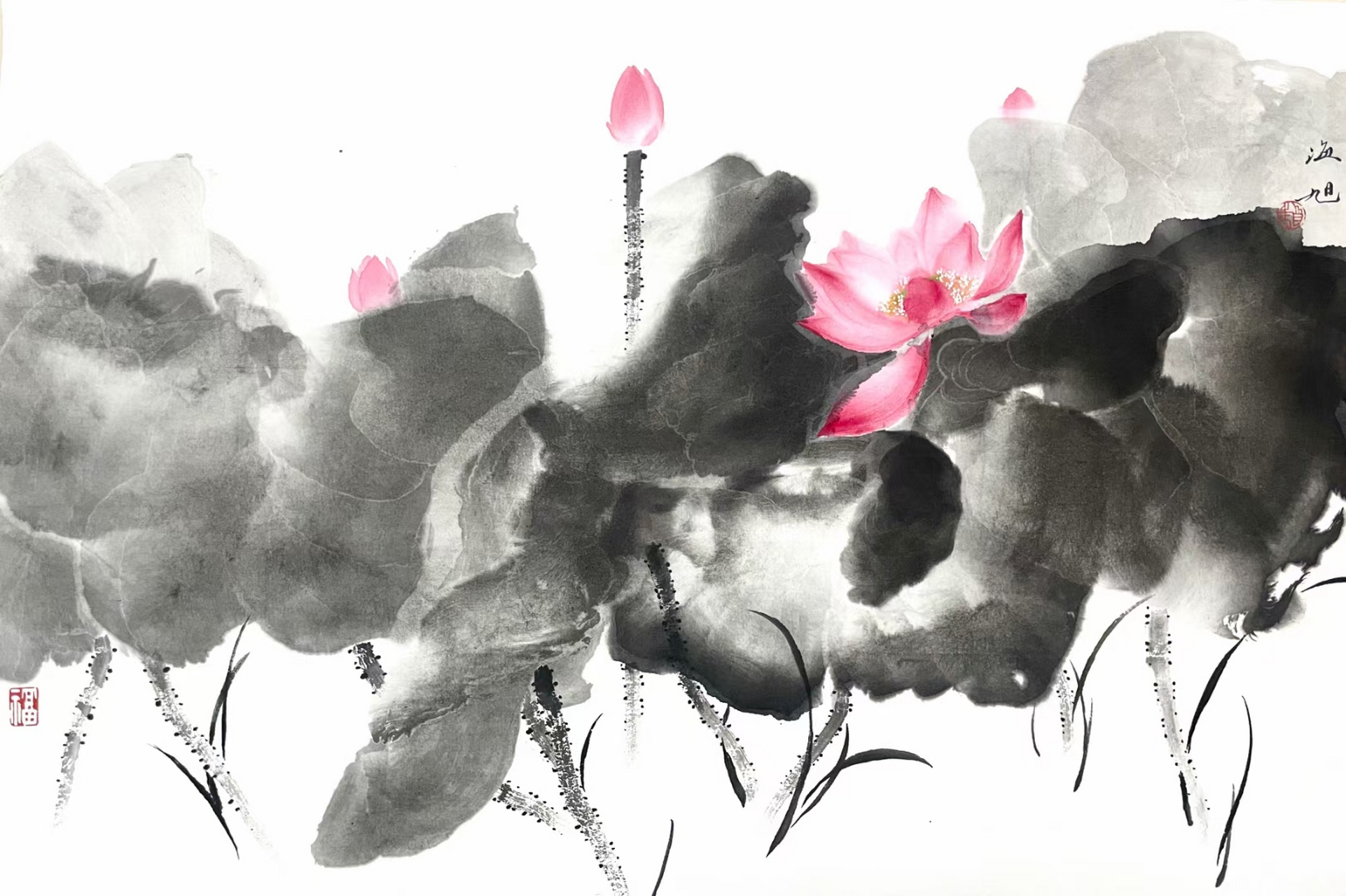 霍春阳弟子画家赵海旭《群芳》46×70#艺术# #国画