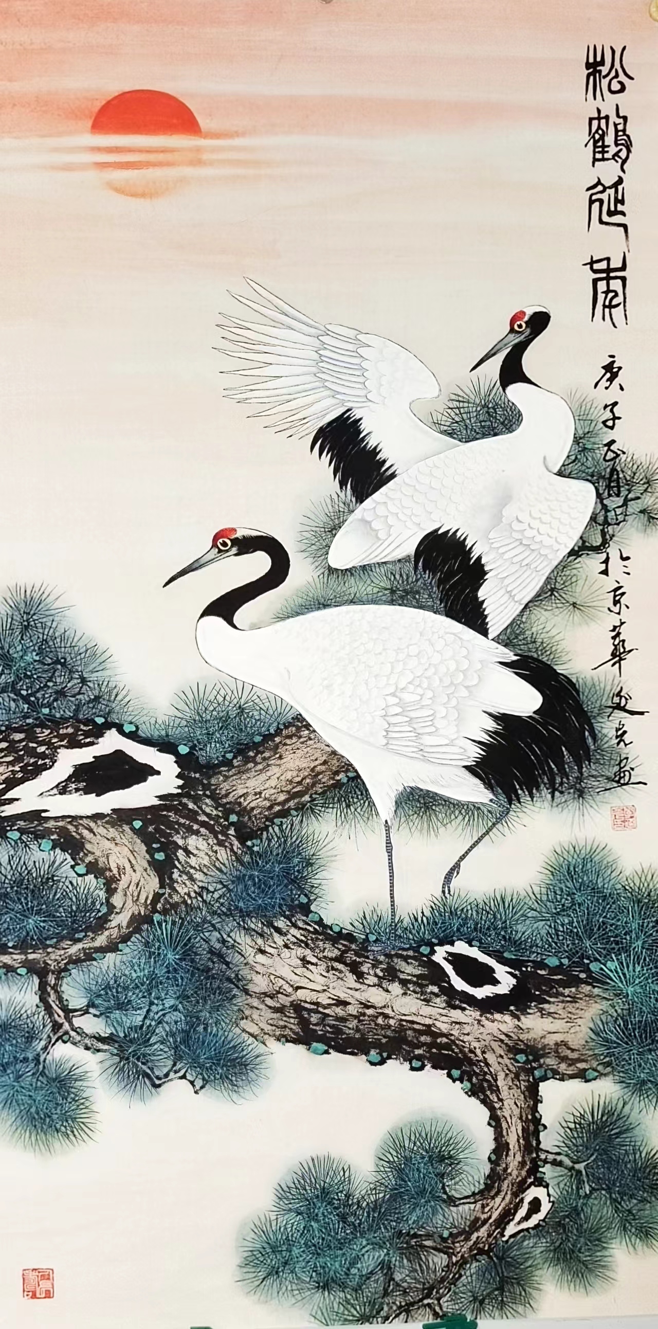 松鹤延年#艺术# #国画