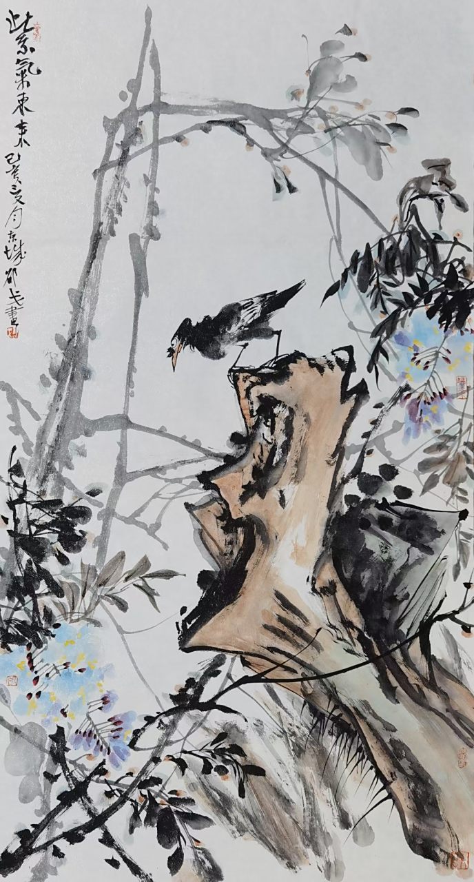 邵戈六尺花鸟作品#艺术# #国画