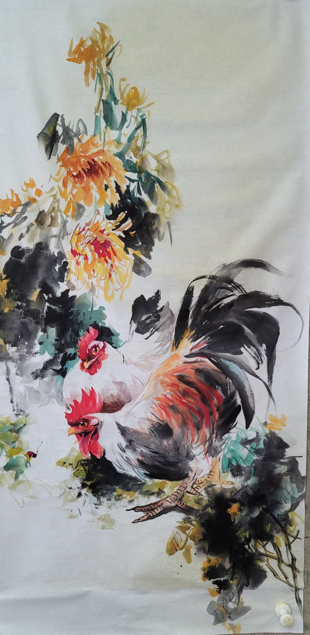 画家尹和平老师大写意公鸡#书画# #国画