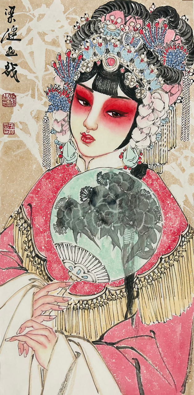 梁健老师戏曲人物作品#艺术# #国画