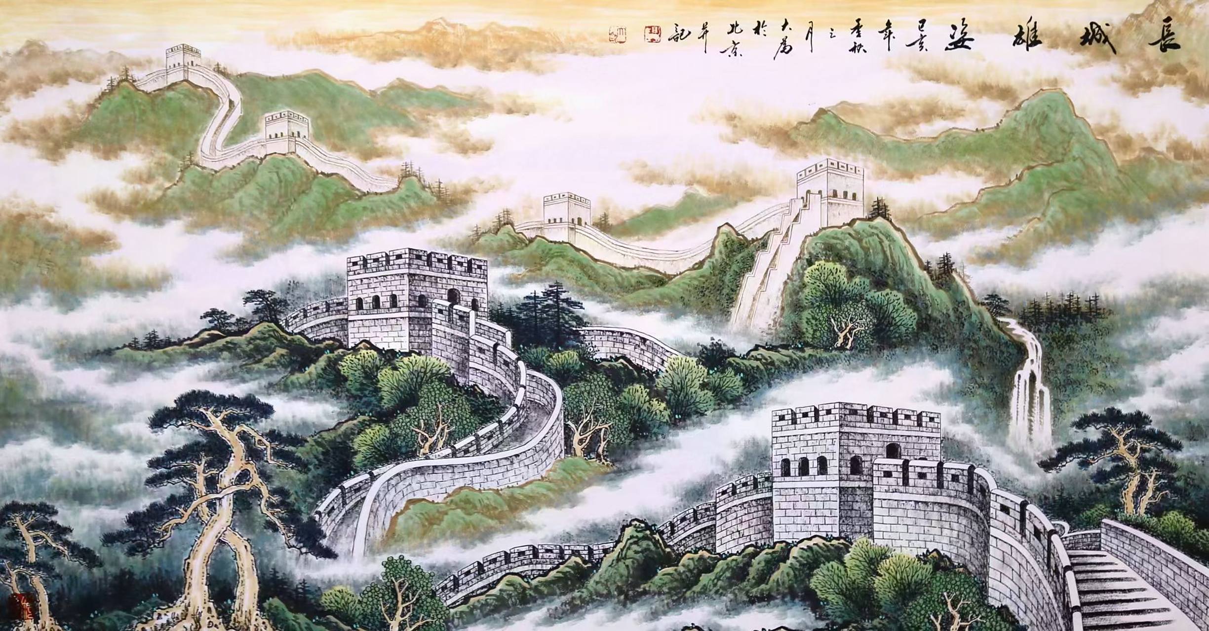 【当代著名画家央美教授王大为先生】《中国雄风》尺寸:178cmx80cm