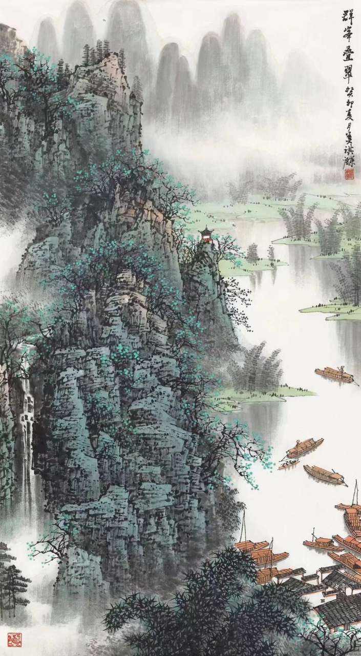 莫淇麟老师漓江山水画#艺术# #国画
