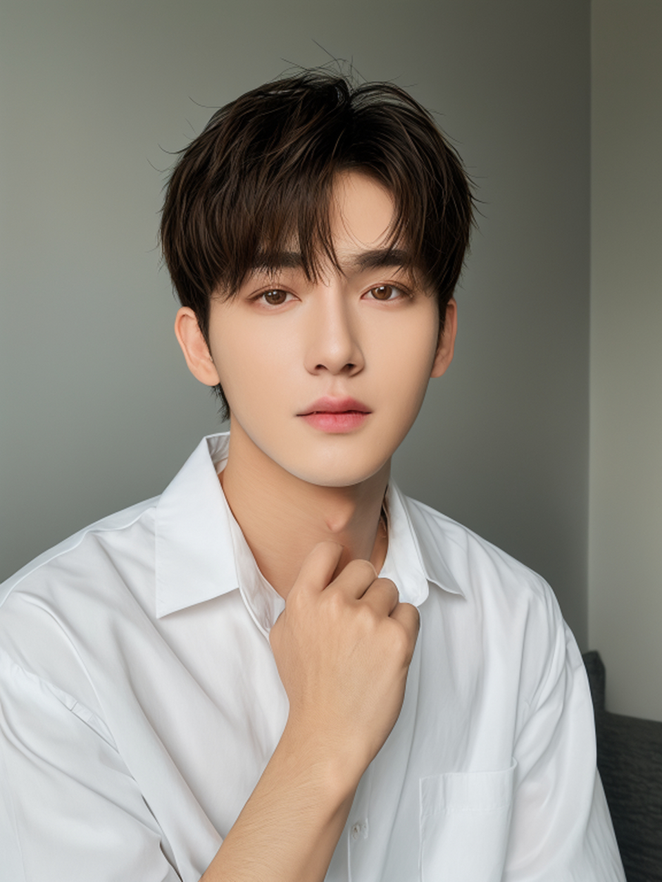 男生配上白衬衫,有一种清新自然的帅气#帅哥