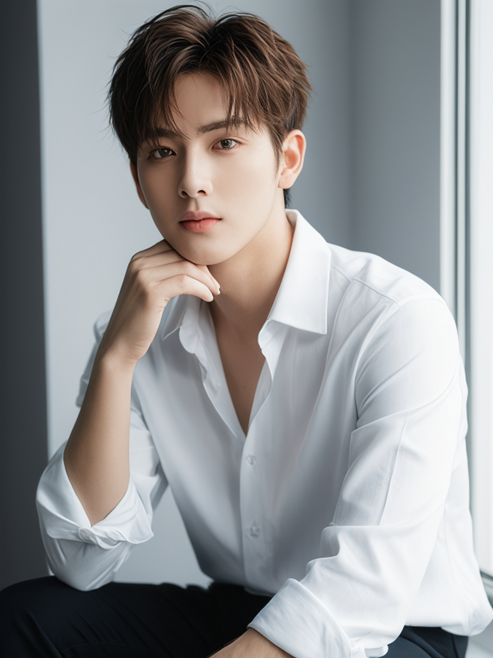 男生配上白衬衫,有一种清新自然的帅气#帅哥