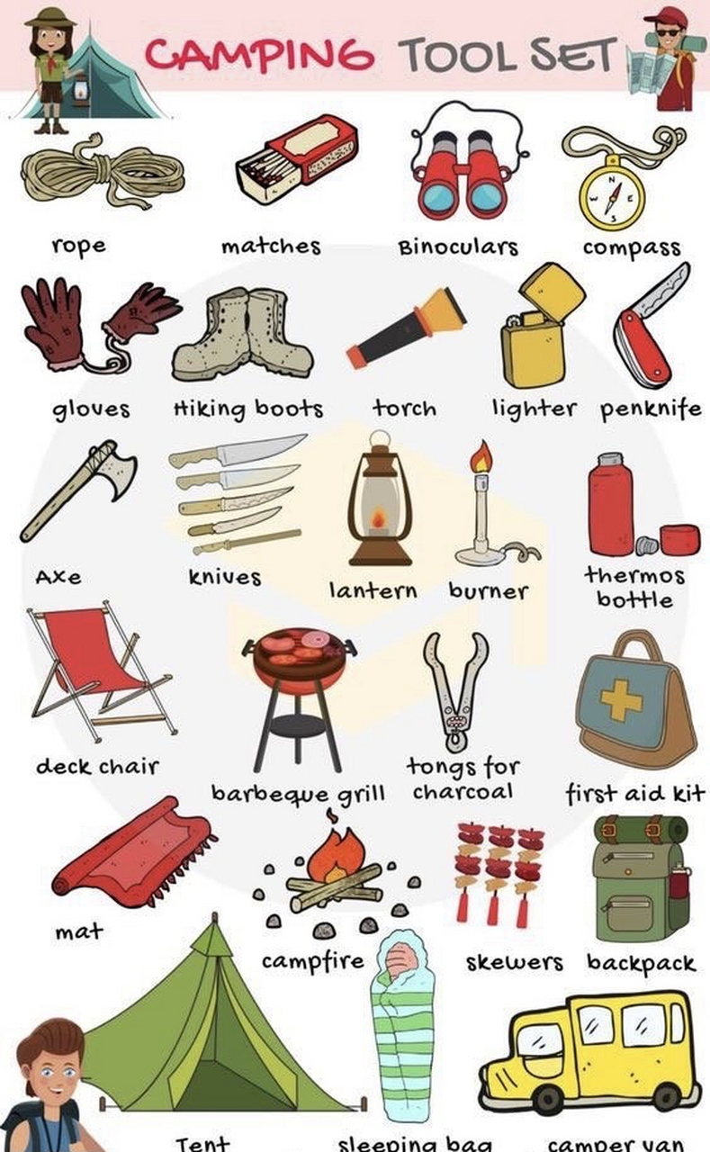 【野营相关英语词汇及表达】 rope 绳子;matches 火柴;binocular