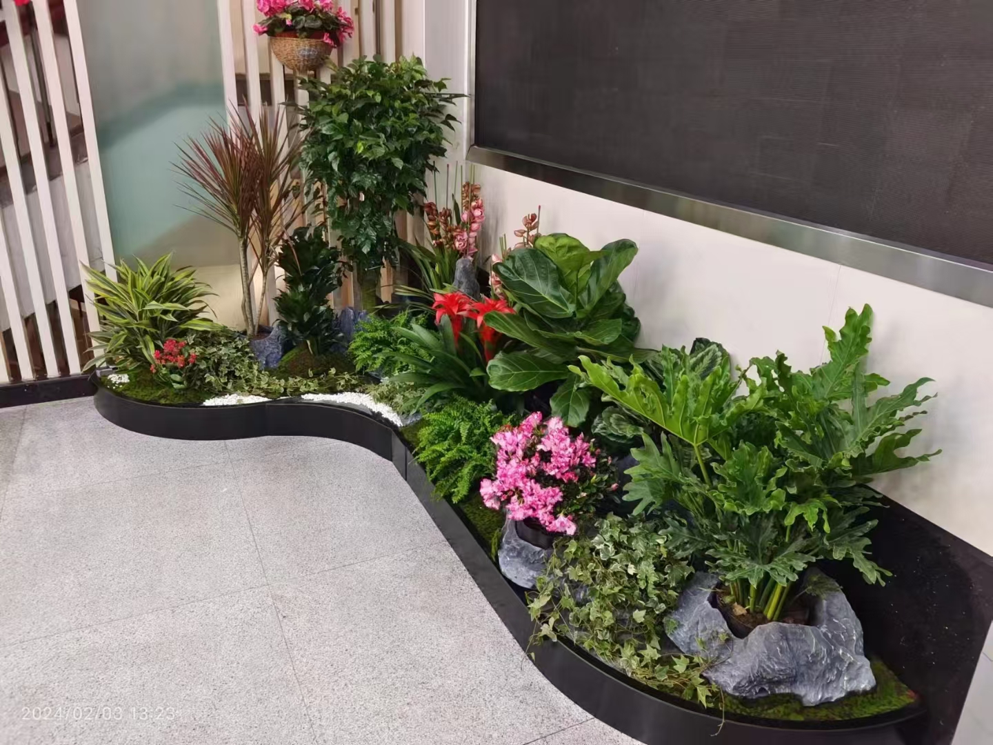 假花与真花布置场地图片假花室内花坛中秋