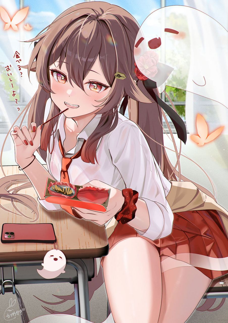 jk胡桃#原神#           画师:カブウサギ