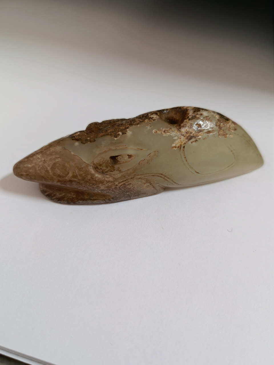 玉兽 西周早期风格 和田白玉 有老磕,局部钙化 鸡骨白