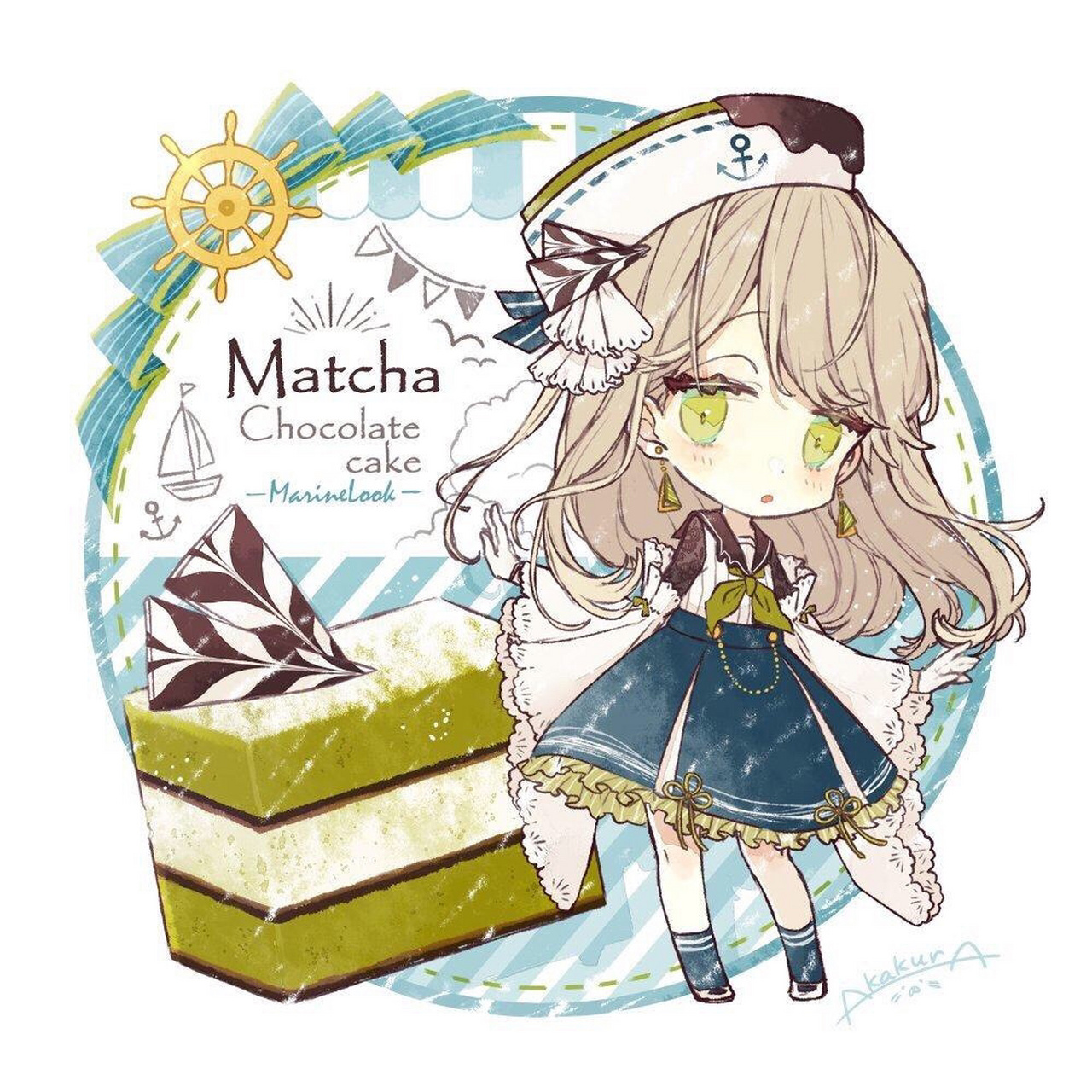 日本画师赤仓所画的巧克力蛋糕海军风拟人系列