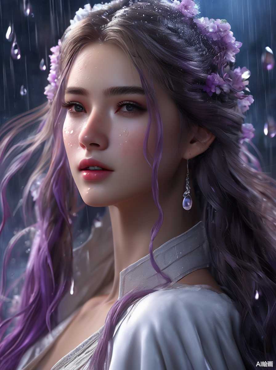 虚幻引擎,电影级的,仙气飘飘,少女,飘逸长发,美艳绝伦,黑色眼膜,吧