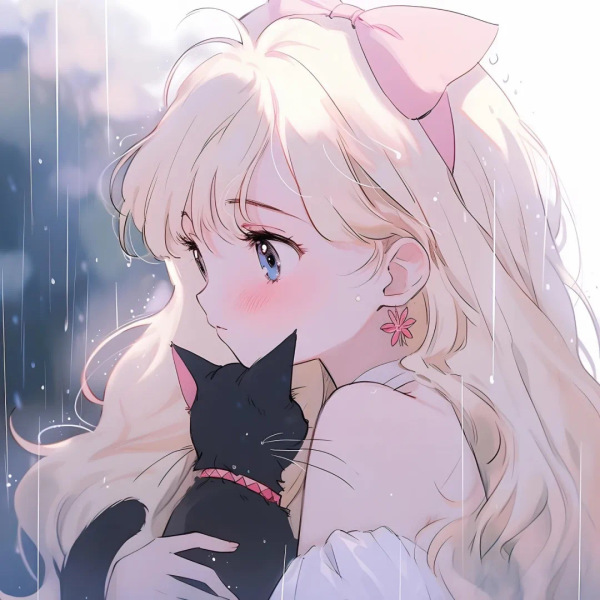 跨年创作挑战赛# [心]抱着黑猫的动漫美少女94  [小红花]这个美