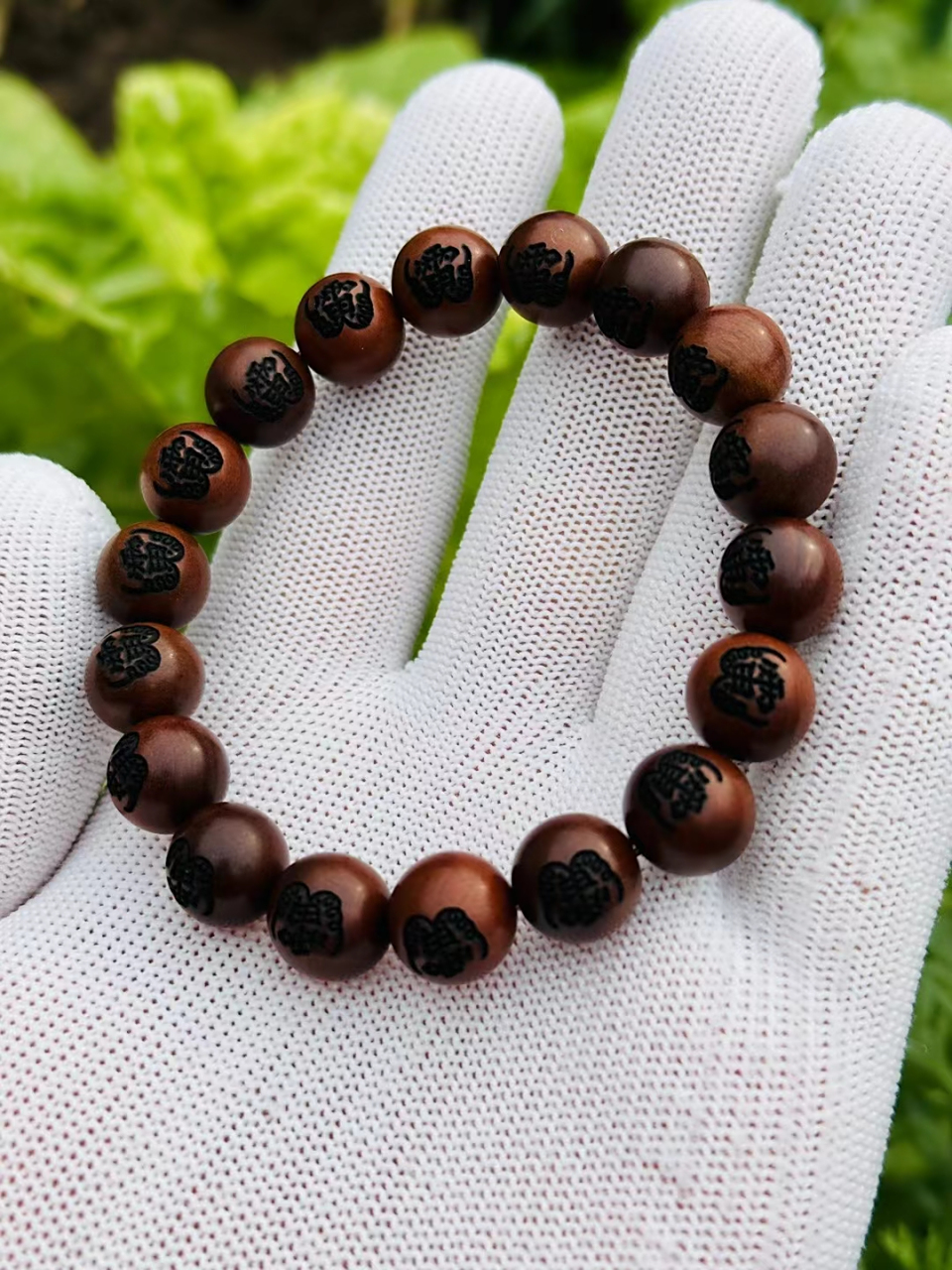 天然雷击枣木(12mm雷火手串)红心陈化老料,雷炁十足,原木原色.