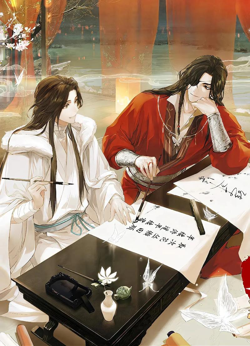 谢怜教花城练字,不过好像没有成功呢.#天官赐福