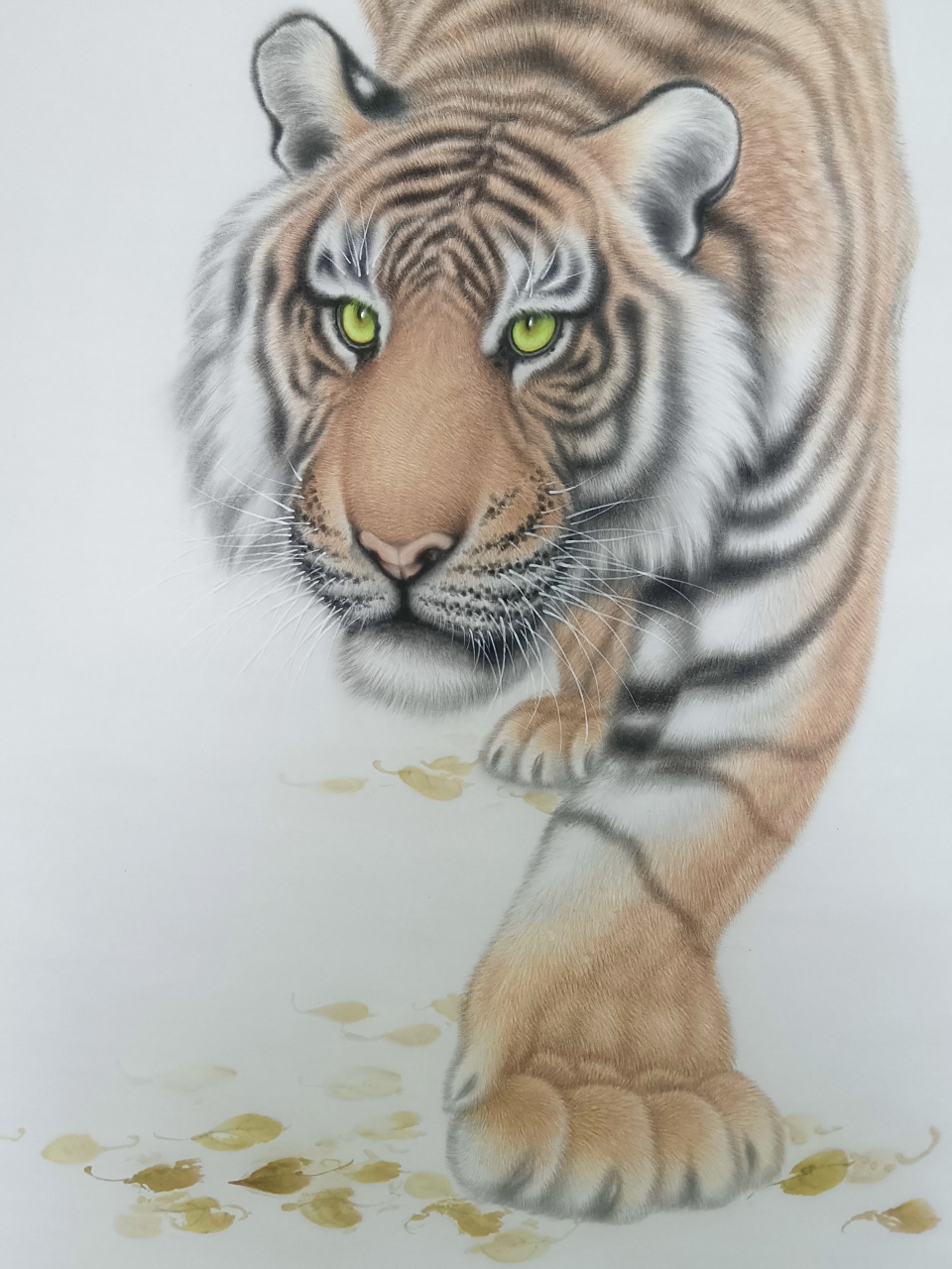 画家黄琦,仿冯大中老师工笔虎《君临山野》