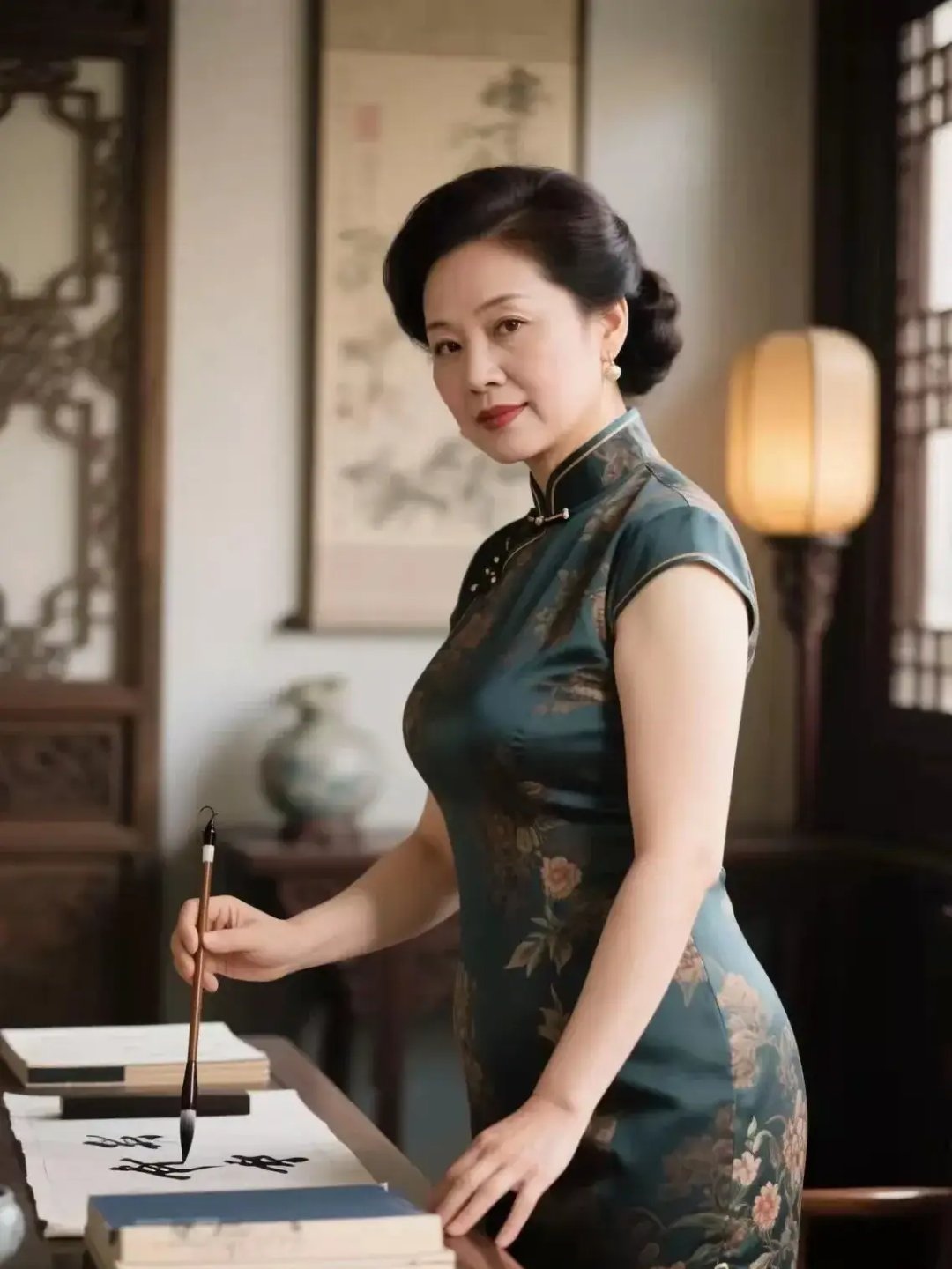 张大静旗袍豫剧演员岳静静图片罗玉婷旗袍照片程乃珊旗袍风韵上海女人