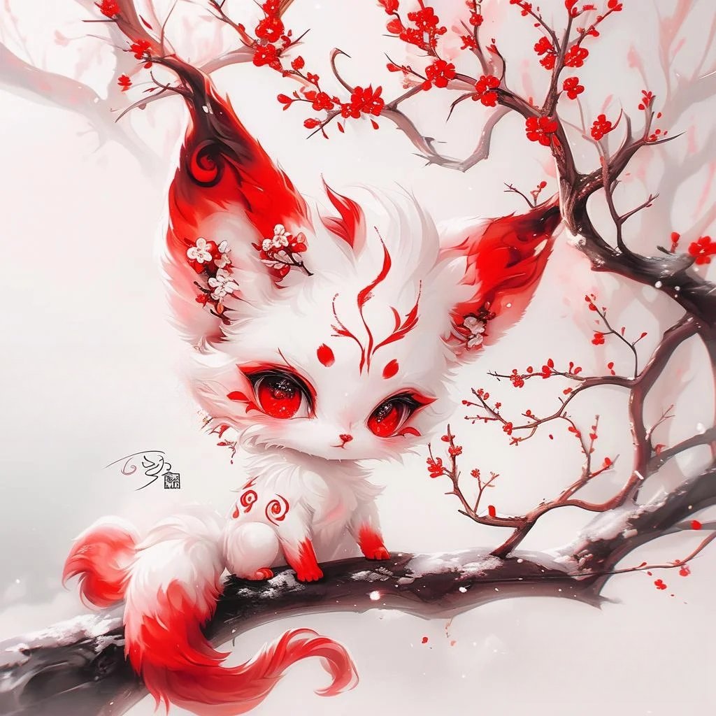 瞧这只小狐狸,一双水汪汪的大眼睛仿佛能洞察人心,全身毛发如雪般洁白