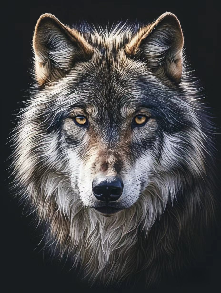 那双明亮的黄色眼睛,像是两颗闪烁的星辰,深灰色的毛发在阳光下泛着