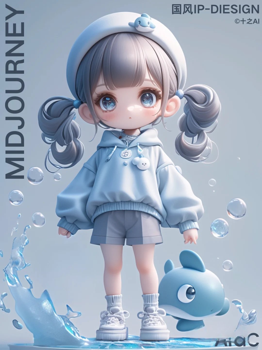 身着蓝色兜帽衣服,头上束着蓝色的发带,尤其那一双水灵灵的大眼睛