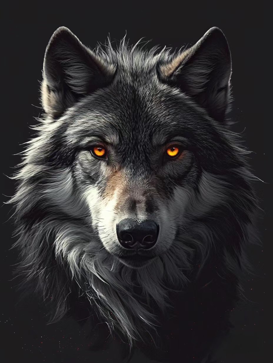 这张特写肖像让我仿佛置身于广袤的森林之中,与一只充满野性的狼对视.