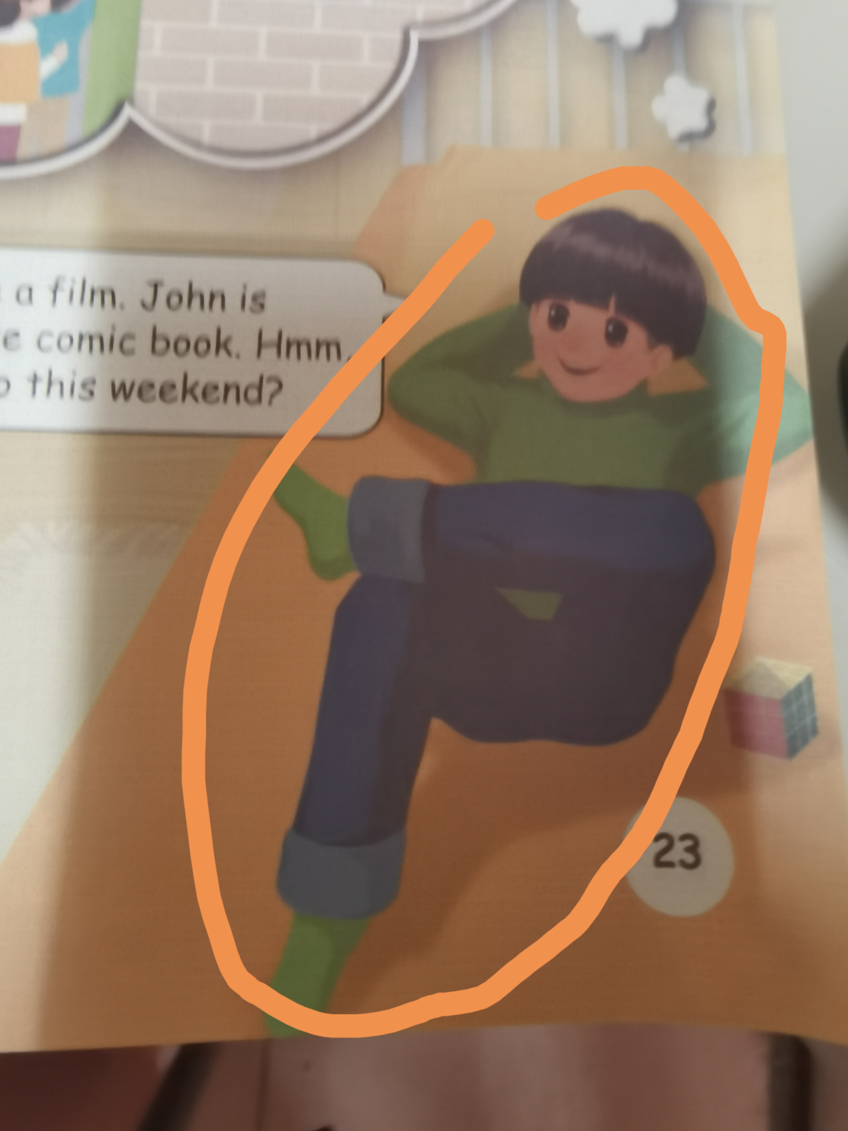 英语书上怎么会出现这种错误?张鹏为什么要架着二郎腿?