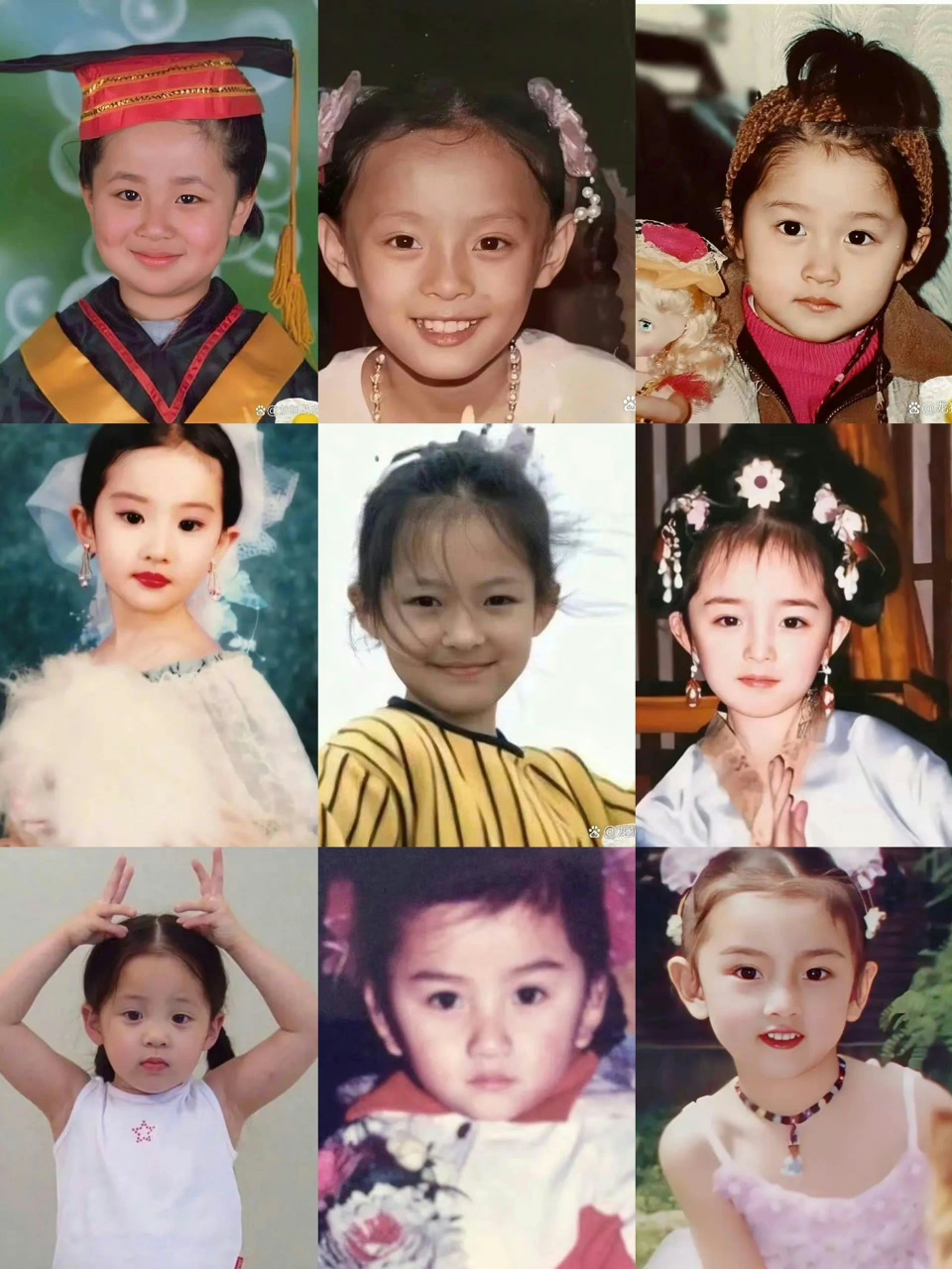 女明星们小时候的照片,你能认出几位?  #明星# #老照片