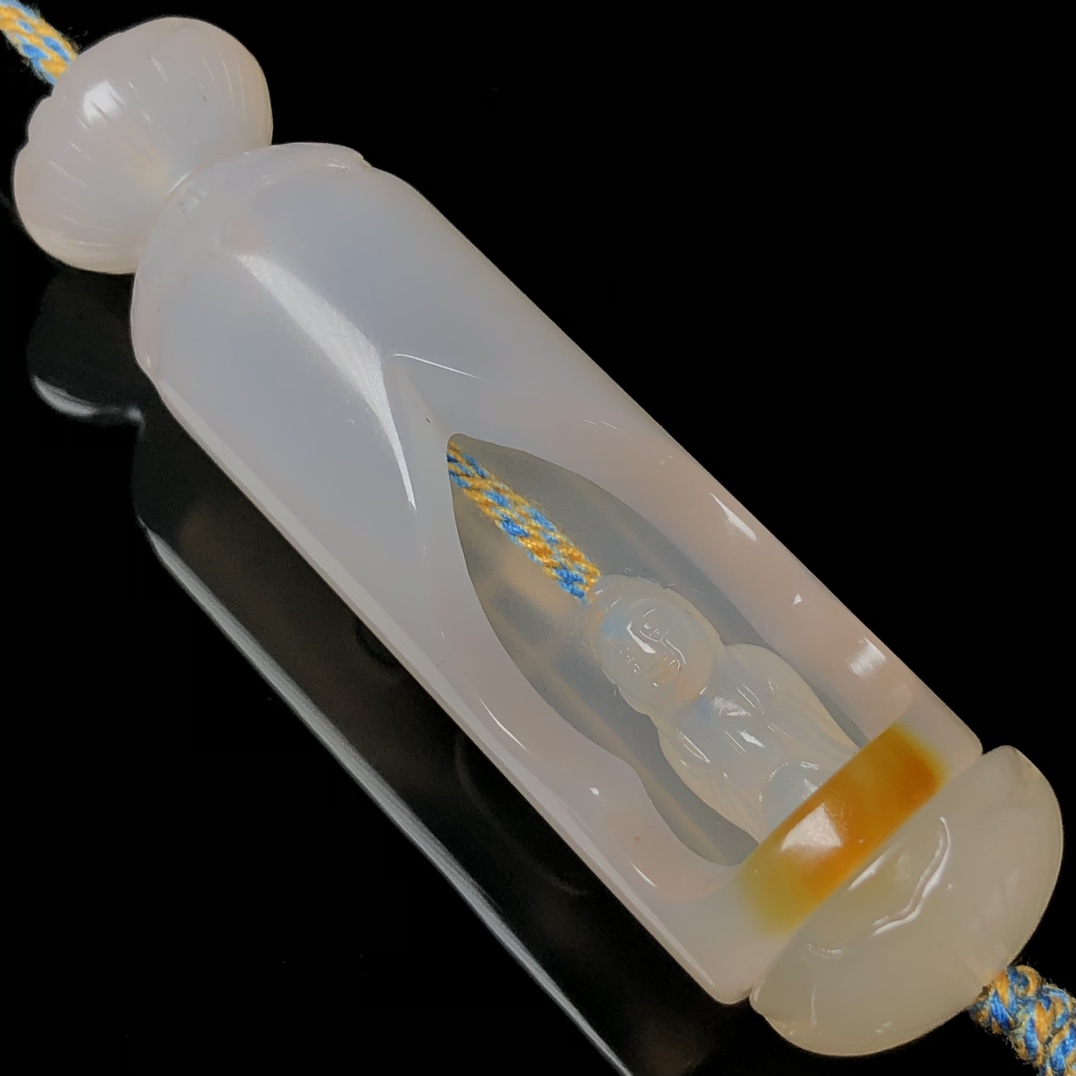 珍藏明清时期工艺老玛瑙精工雕刻心中有佛转运吊坠#古董古玩收藏