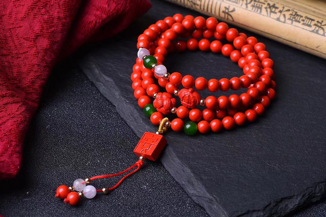 正宗朱砂红砂高品质高61量含69多圈手串