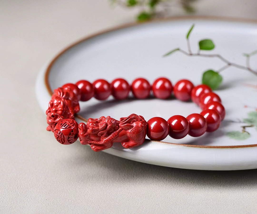 天然原矿朱砂 帝王砂单圈手链