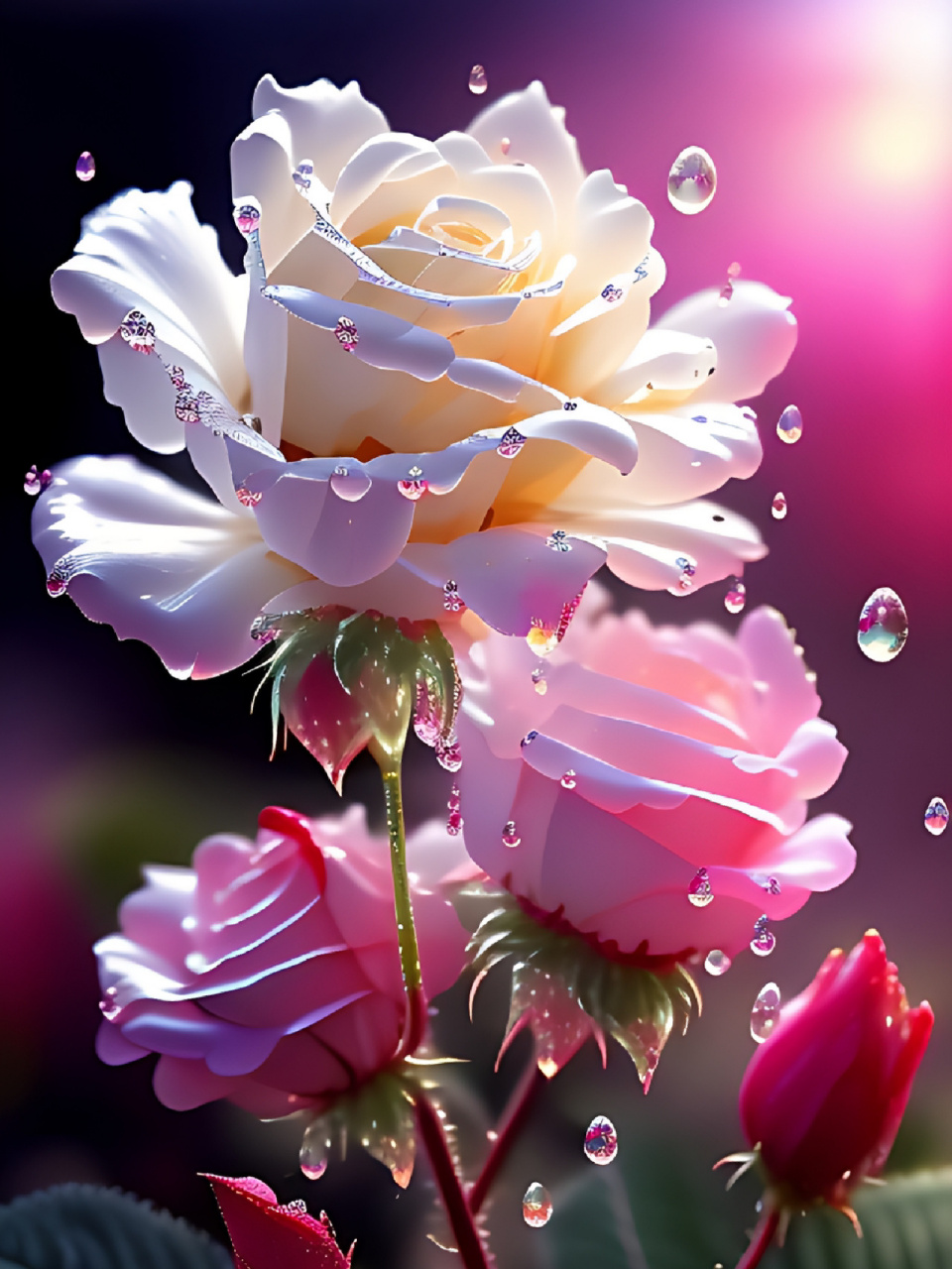 露珠玫瑰花,花瓣晶莹剔透#唯美图片# #玫瑰花# #壁纸