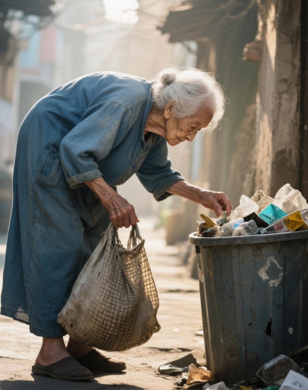 一把蒜苗,尽显老人节俭与生活不易,引人思考养老与自立