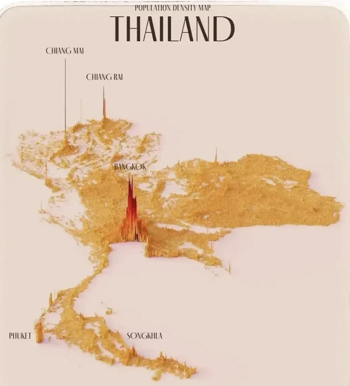 泰国人口示意图 单单曼谷就占据泰国总人口的四分之一了[三哈]