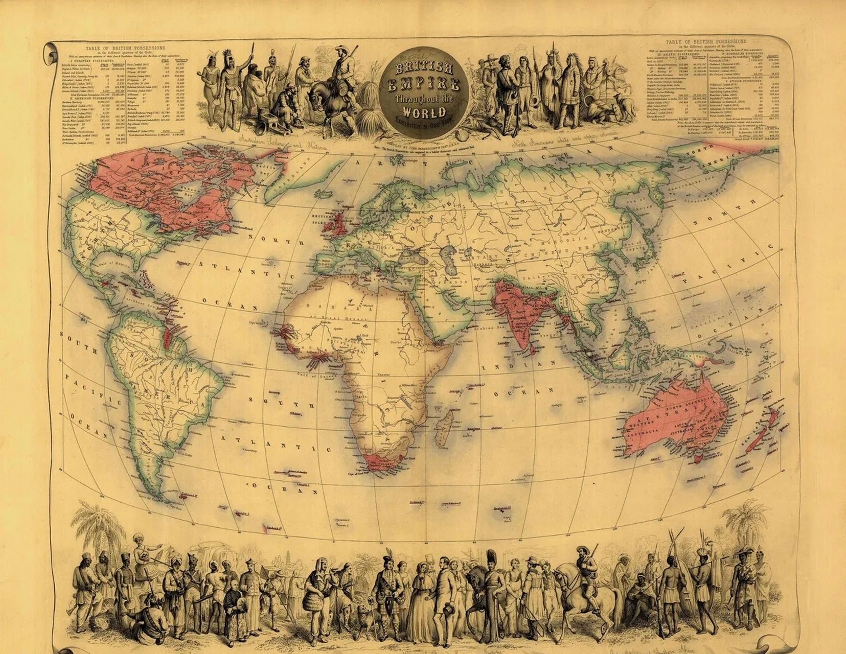1850年代印制的大英帝国地图 即使在今天,大英帝国虽然化整为零.